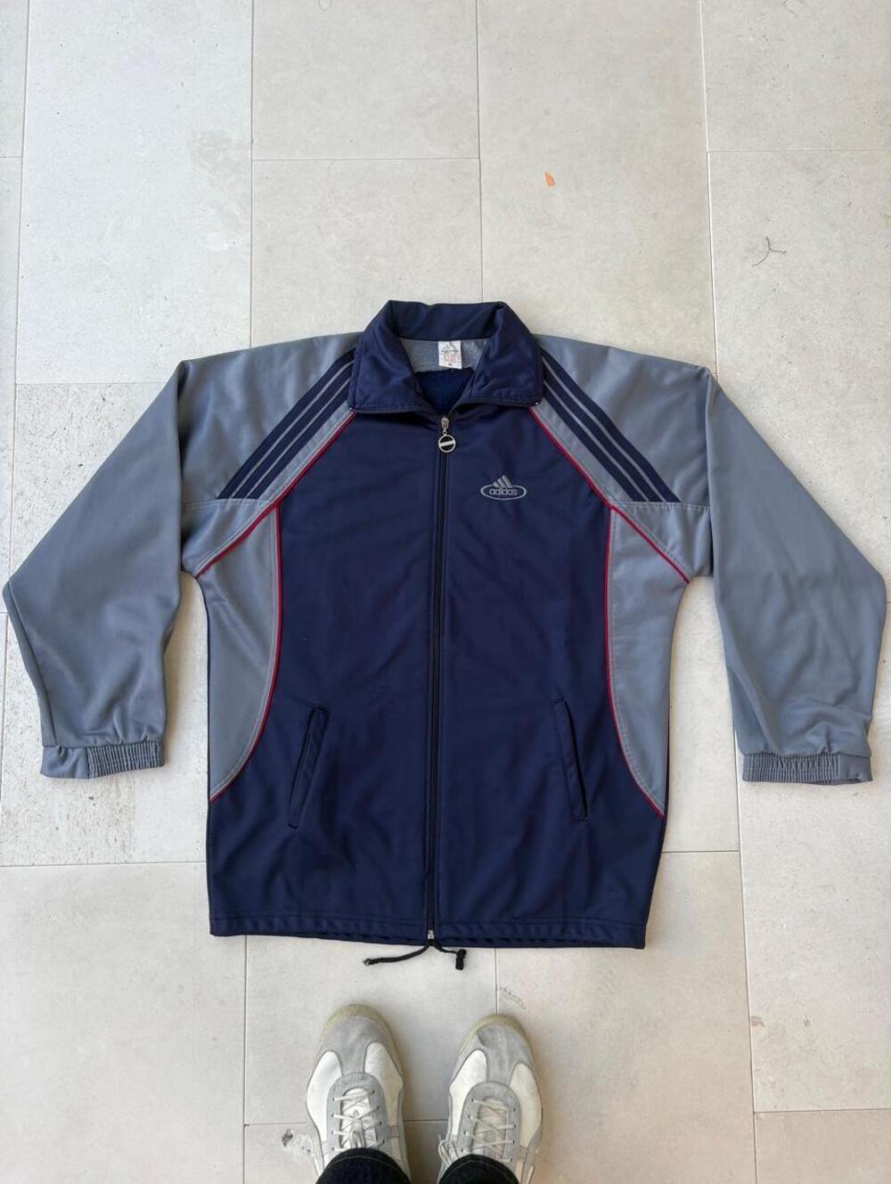 Vintage Adidas Colorblock Track Jacket Navy Grey Size XL